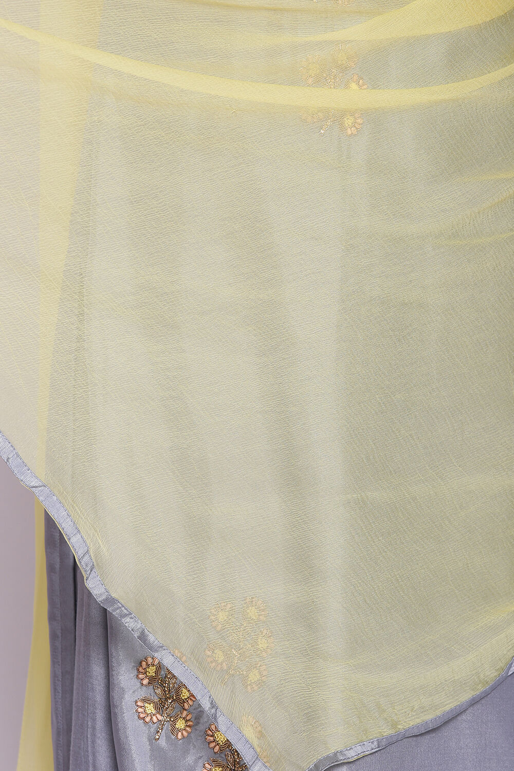 Blue Chanderi Unstitched Suit Set image number 4