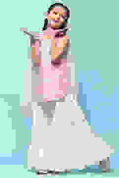 Pink Lehriya Cotton Kurta With Sharara & Net Dupatta image number 0