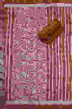 Rust Silk Blend Printed Unstitched Suit Set image number 3