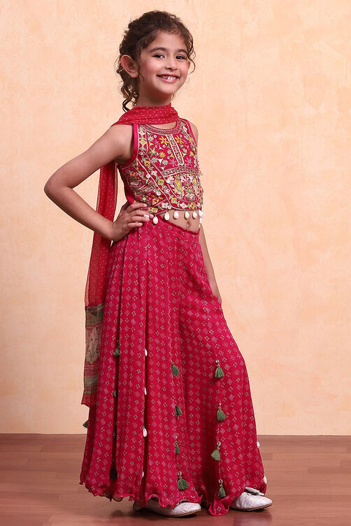Pink Viscose Blend Straight Suit Set image number 3