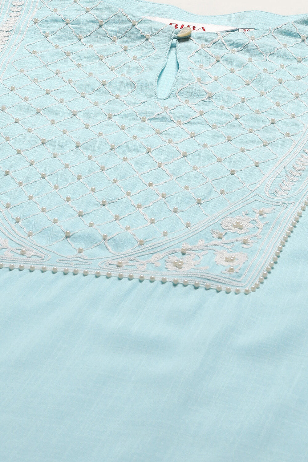 Aqua Blue Cotton Straight Kurta image number 1