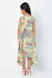 Green Cotton Asymmetric & Sling Bag Printed Dress image number 5
