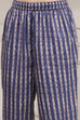 Navy Blue and Beige Cotton Straight Suit Set image number 2