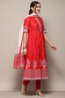 Black Cotton Anarkali Printed Kurta Churidar Suit Set image number 6