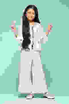 Off White Viscose Straight Solid Top image number 0