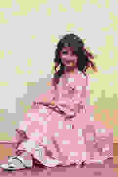 Pink Cotton Angrakha Tiered Kurta Set image number 0