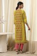 Green Cotton Printed Straight Kurta image number 3
