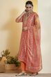 Orange Polyester Straight Printed Suit Set image number 4