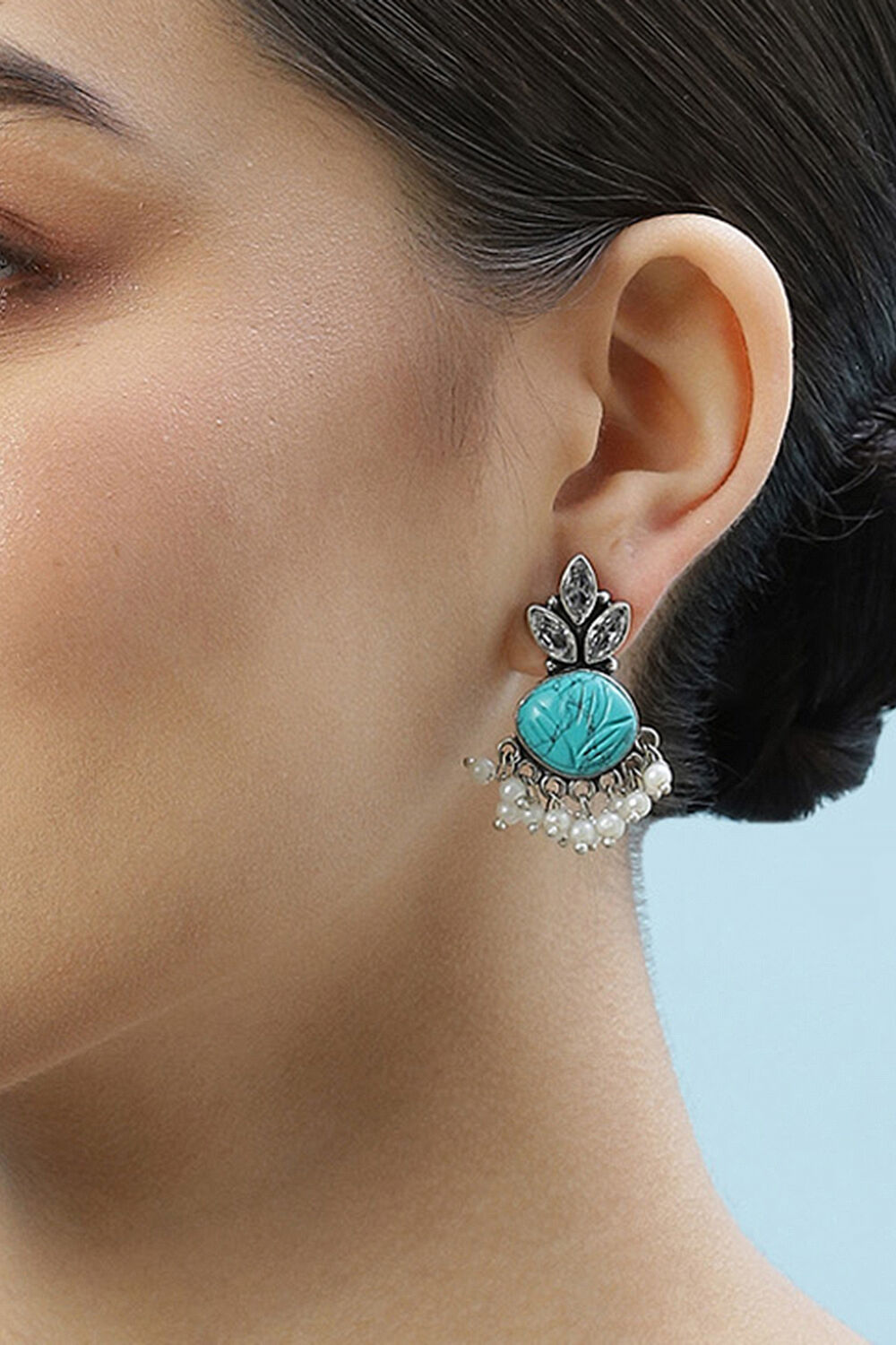 Turquoise Brass Earrings image number 1