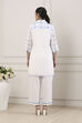 White Cotton Schiffli Embroidered Straight Suit Set image number 4