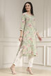 Yellow Cotton Blend Printed Straight Kurta image number 4