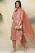 Dusky Pink Art Silk Straight Kurta Regular Pant Suit Set image number 7
