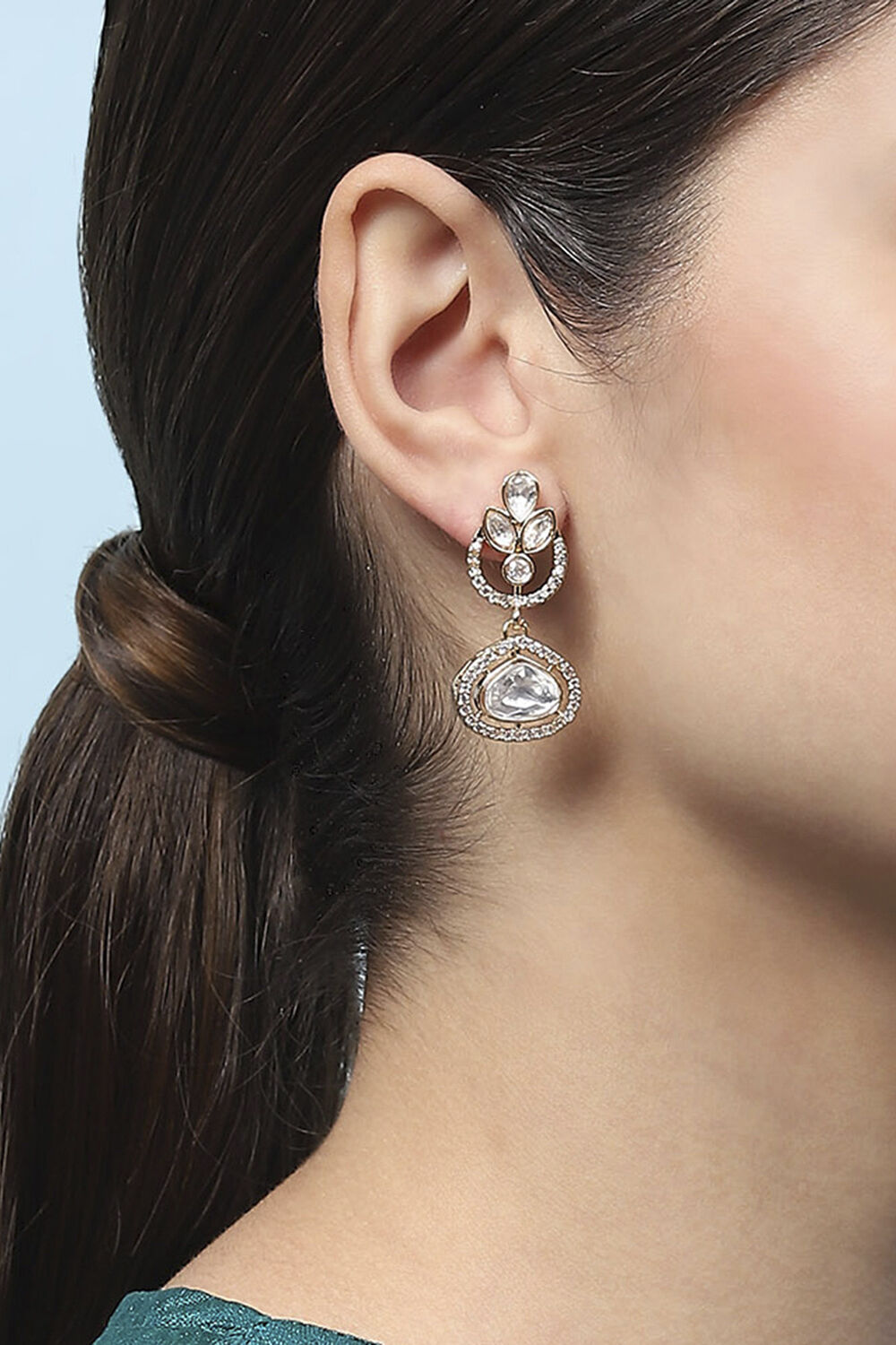 Gold Kundan Festive Drop & Danglers image number 3