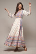 Ecru LIVA Tiered Printed Dress