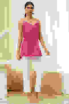 Pink Straight Printed Short Kurta image number 6