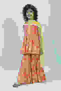 Pink Cotton Printed Gathered Suit Set image number 3