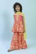 Pink Cotton Gathered Suit Set image number 3