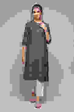 Indigo Poly Viscose Straight Printed Kurta image number 5