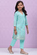 Blue Cotton Straight Printed Kurta Set image number 3