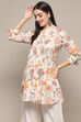 Off White Cotton Printed Short Kurta image number 2