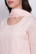 Peach Cotton Chikankari Kurta Palazzo Suit Set image number 1