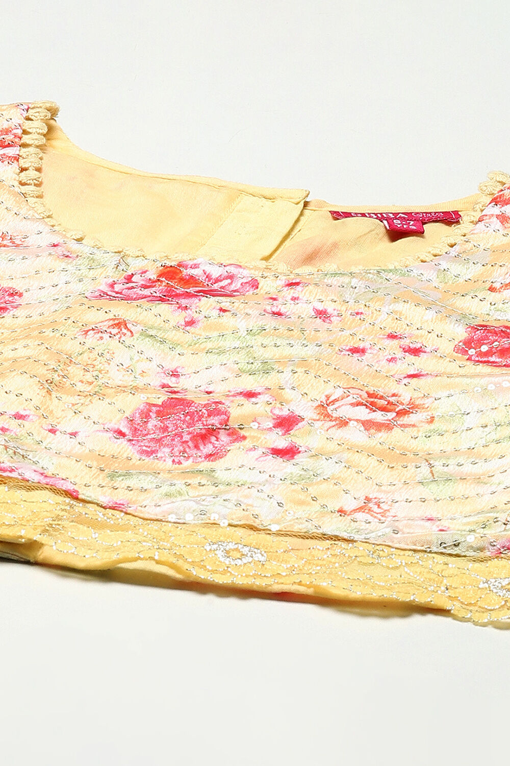 Yellow Cotton Blend Short Top Lehenga Set image number 1