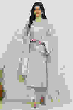 Blue Art Silk Woven Unstitched Suit Set image number 1