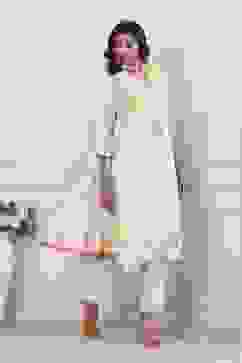 Powder Blue Cotton Printed Straight Suit Set image number 5