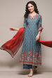 Blue Cambric Kalidar Printed Kurta Palazzo Suit Set