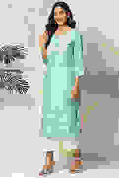 Pink Rayon Straight Kurta Pants Set image number 2