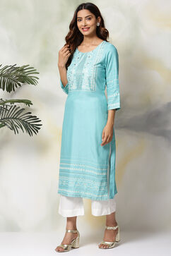 Pink Rayon Straight Kurta Pants Set image number 2