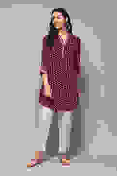 Pink & Purple LIVA Straight Printed Shirt image number 5