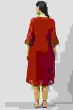 Cherry Red Poly Metallic A-Line Yarndyed Kurta image number 4