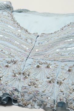 Powder Blue Viscose Short Kurta Skirt Suit Set image number 1