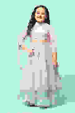 Light Pink Nylon Kalidar Kurta Lehenga Set image number 7