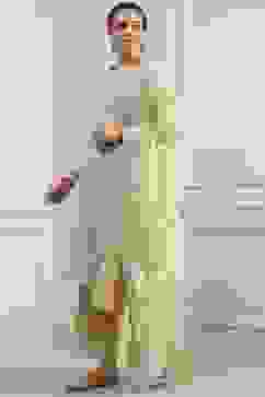 Natural White Chanderi Embroidered Straight Suit Set image number 3