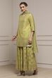 Green Cotton Printed Sharara Suit Set image number 3