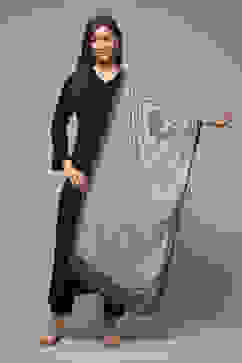 Beige & Black Cotton Blend Printed Scarf image number 0