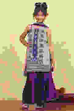 Purple Cotton Printed Straight Sharara Suit Set image number 6