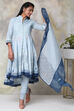 Light Purple Cotton Asymmetric Kurta Churidar Suit Set image number 6