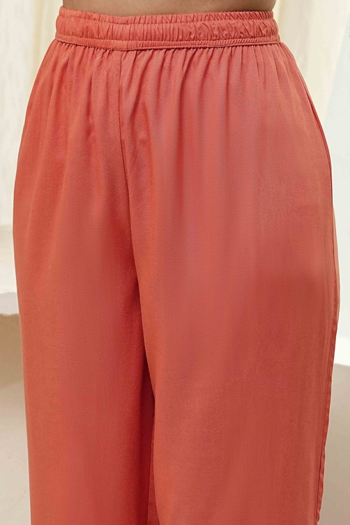 Peach Modal Printed Angrakha Anarkali Suit Set image number 2