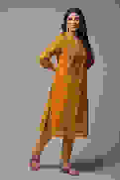 Yellow Art Silk Straight Printed Kurta image number 0