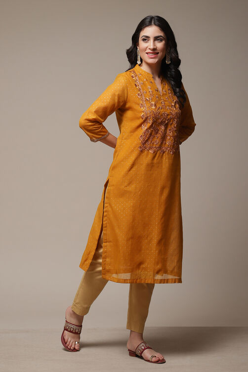 Red Art Silk Straight Printed Kurta image number 0