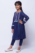 Indigo Cotton Anarkali Kurta Legging Suit Set image number 3