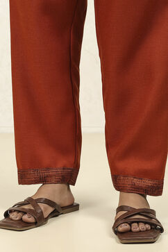 Brown Pashmina Machine Embroidery Unstitched Suit Set image number 3