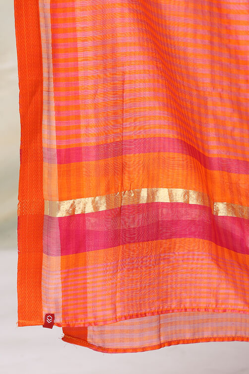 Orange Art Silk Yarndyed Dupatta image number 1
