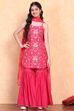 Pink Viscose Blend Sharara Suit Set image number 6