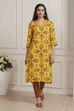 Yellow Floral Printed Straight Kurta image number 5