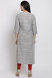 Grey Cotton Straight Printed Kurta image number 5