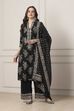 Black Cotton Straight Kurta Palazzo Suit Set image number 6